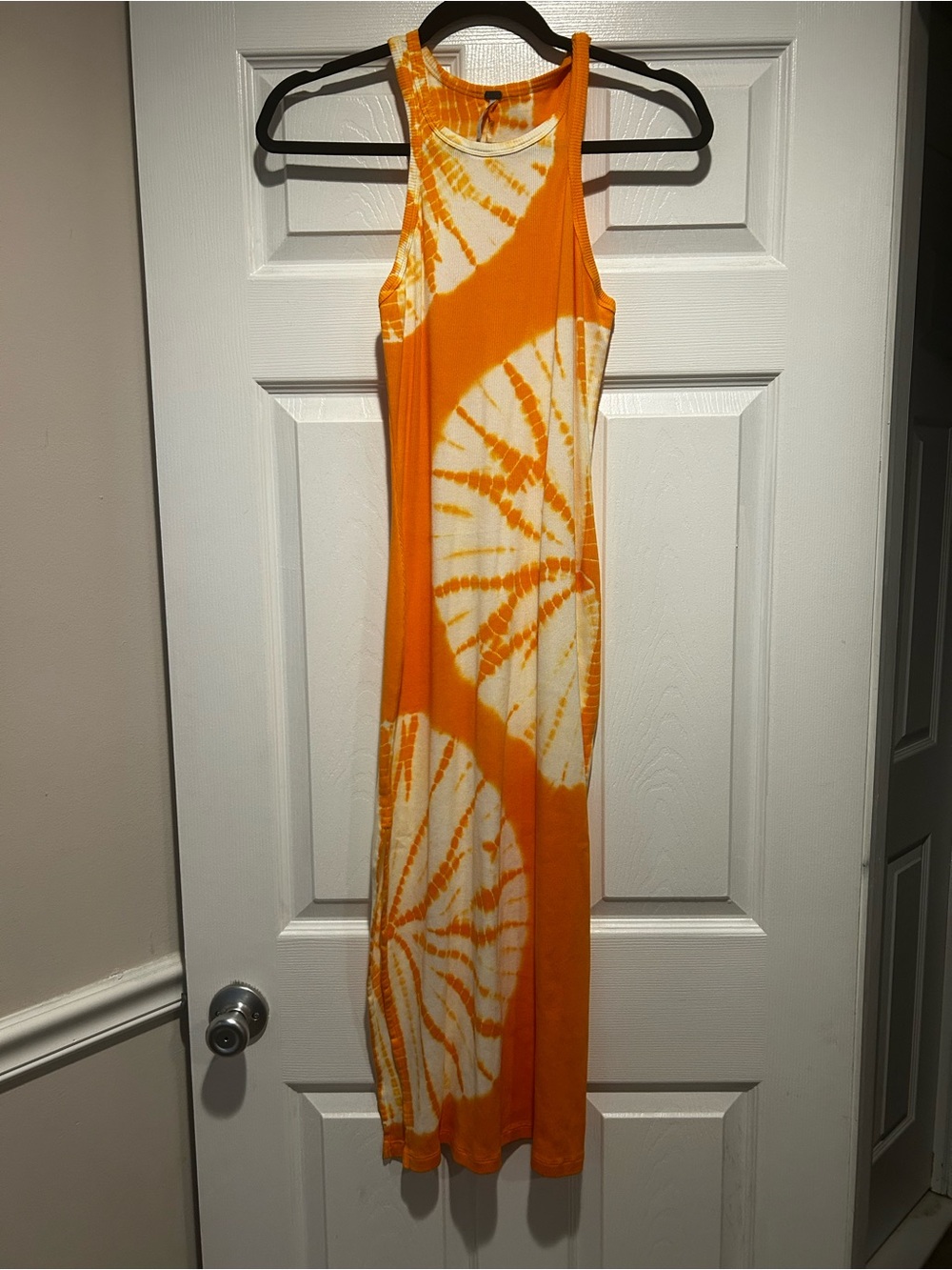 Yfb Sleeveless Orange Tie-Dye Maxi Dress